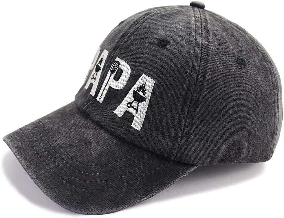 Grill Papa Hats, BBQ Accessories for Dad Father Grandpa Gifts, Adjustable Embroidered Cotton Men Baseball Caps - Image 2