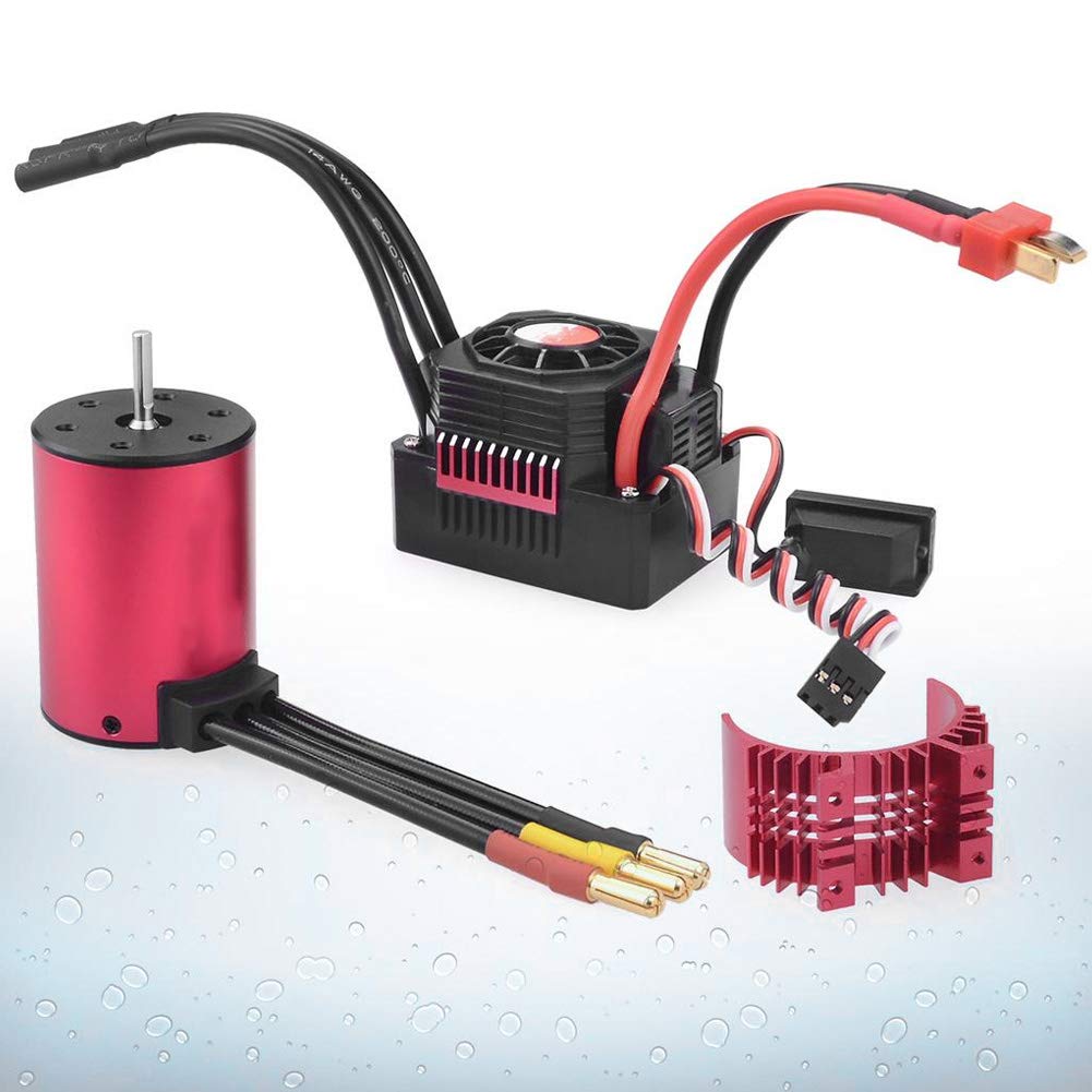 Changor Zestaw ESC Silnika Bezszczotkowego RC, Silnik 3100KV 3665 | Wodoodporna konstrukcja o wysokim momencie obrotowym, pasuje do samochodów 1/10, 1/8 RC, aluminiowy rowek, precyzyjnie