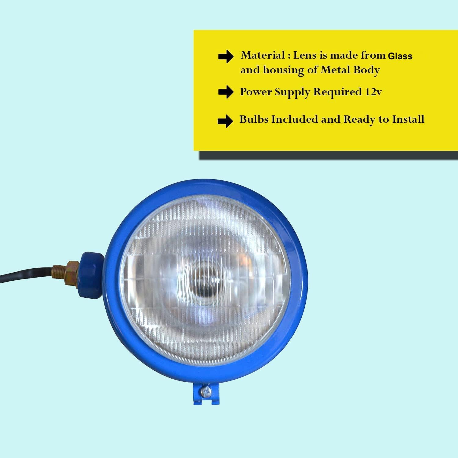 Tractor Light Blue Headlights Assemblies with 12v Bulbs Competitive for David Brown 700 800 900 1200 1400 Series | Massey Ferguson 35 35X 65 765 | Case/IH Tractor B275 B250 B414 B444 310066F