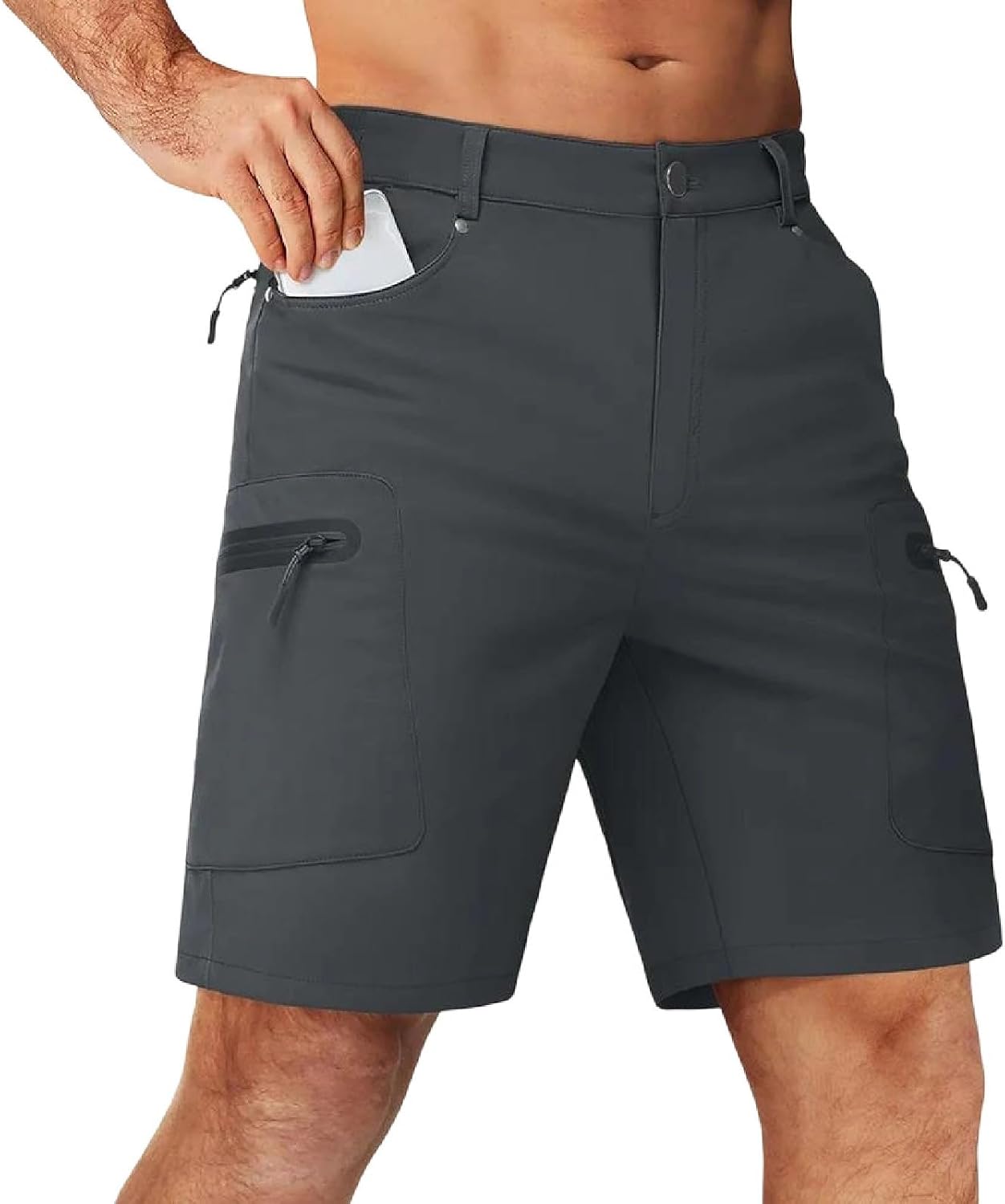 Men's Summer Cargo Shorts Multi-Pocket Elastic Waist Casual Outdoor Shorts with Pockets