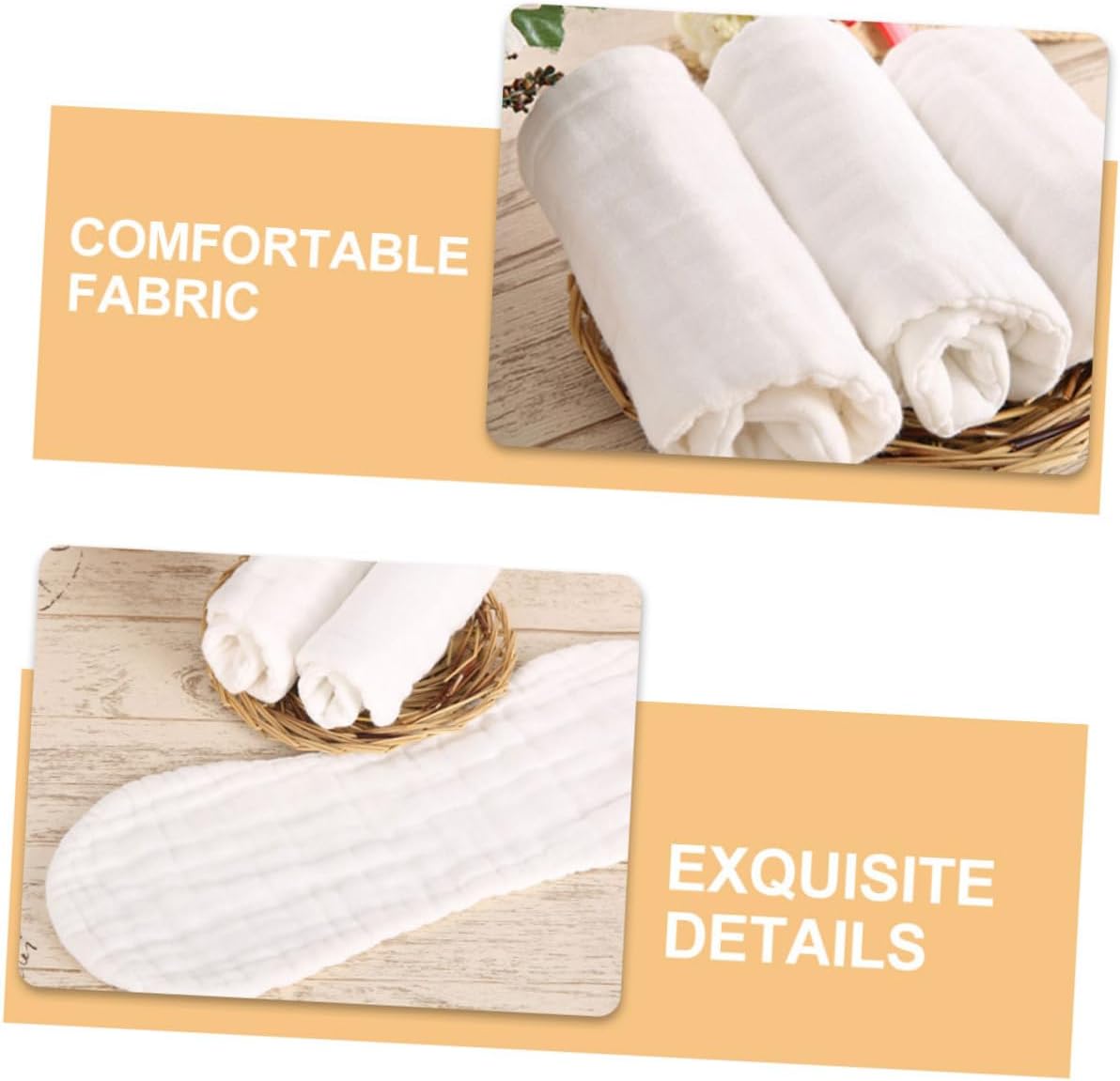 ERINGOGO Muslin Burp Cloths Set Washable Organic Cotton Baby Receiving Blankets