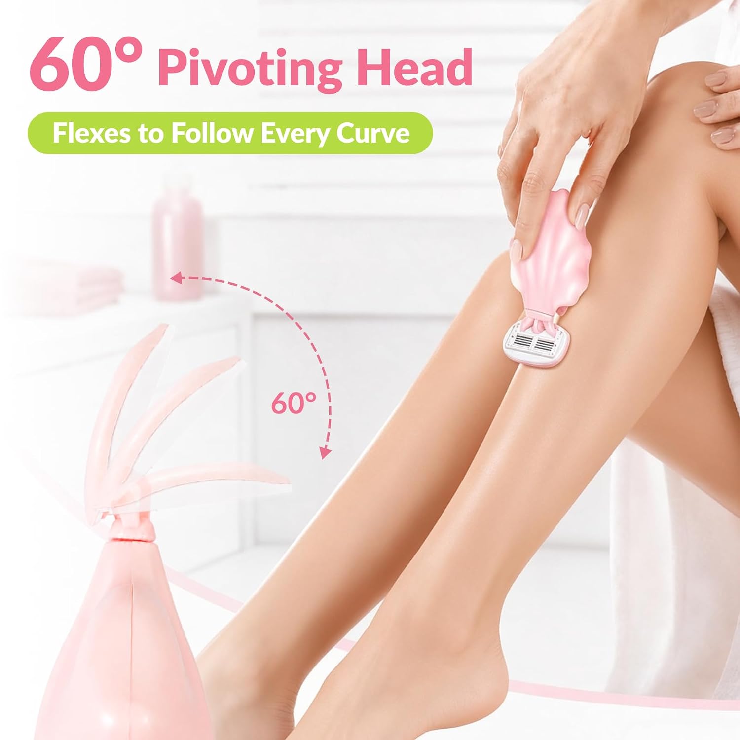 Foldable Travel Razor for Women, 5-Blade Razor, Pink