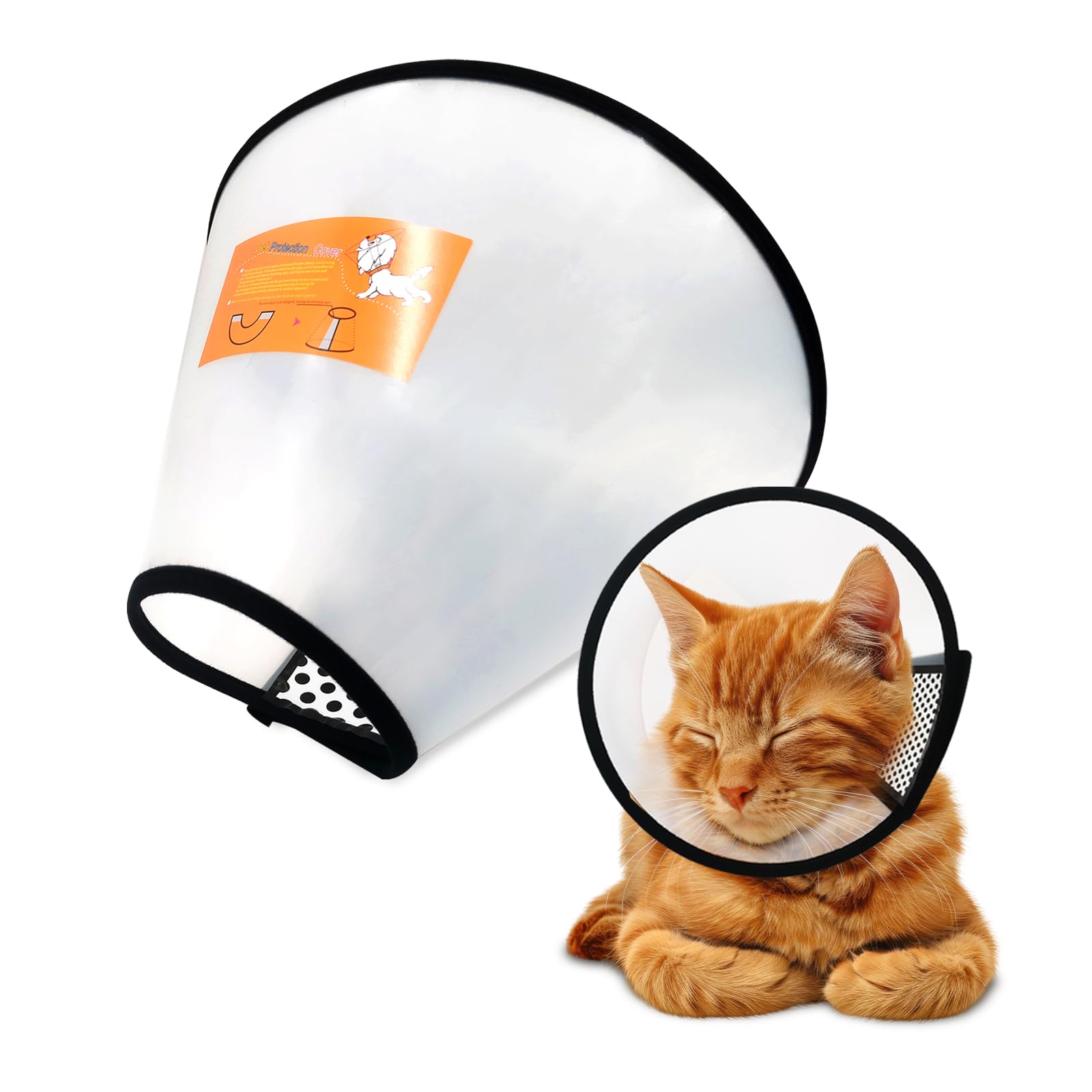 Pet Recovery Collars & Cones for Dogs and Cats After Surgery Adjustable Animal Neck Cone Surgical Elizabeth E-Collar Prevent Biting (White, Neck Circumference 42-46cm, Depth 26cm)