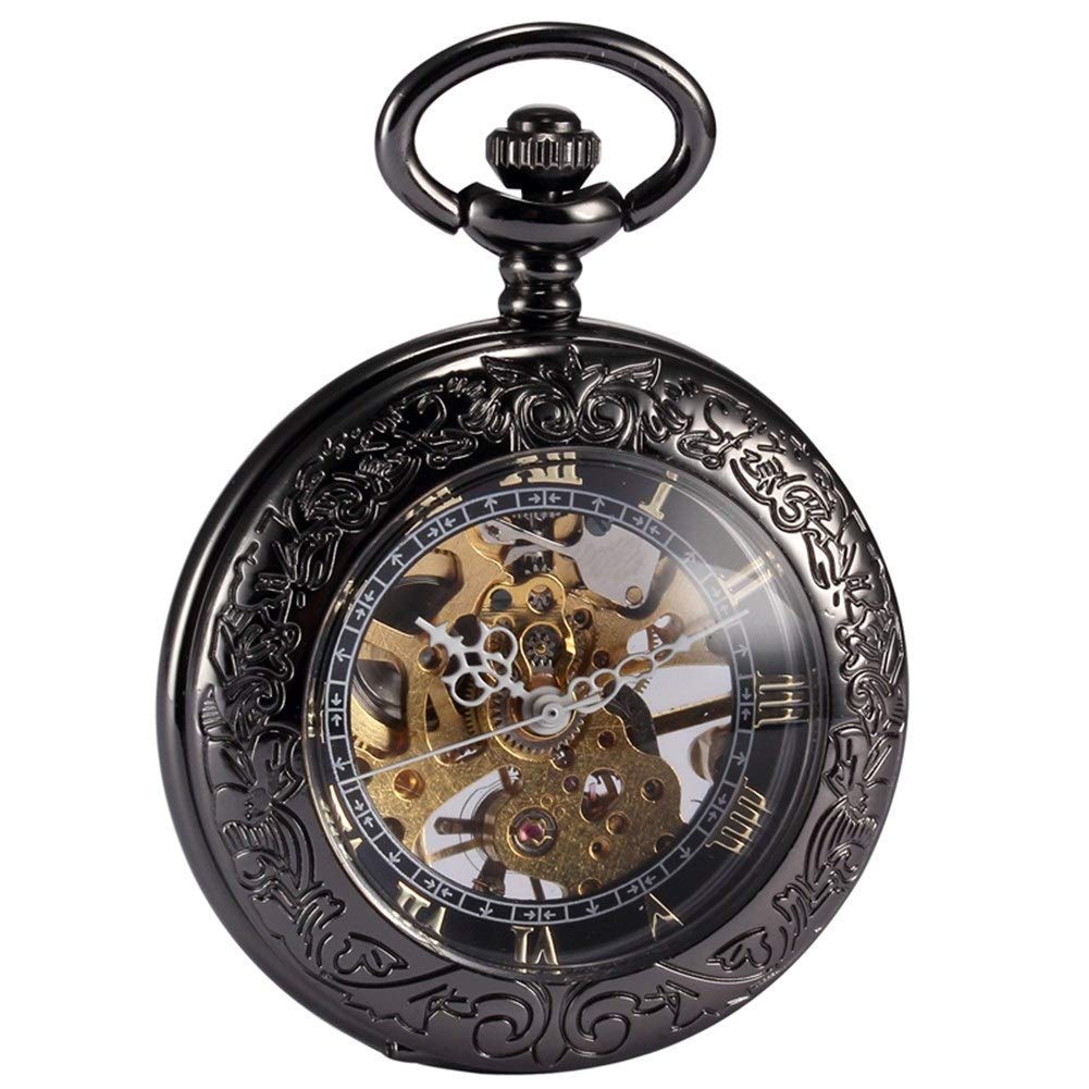Buy Pocket Watch, Black Huadiao Mechanical Pocket Watch, Retro Flip