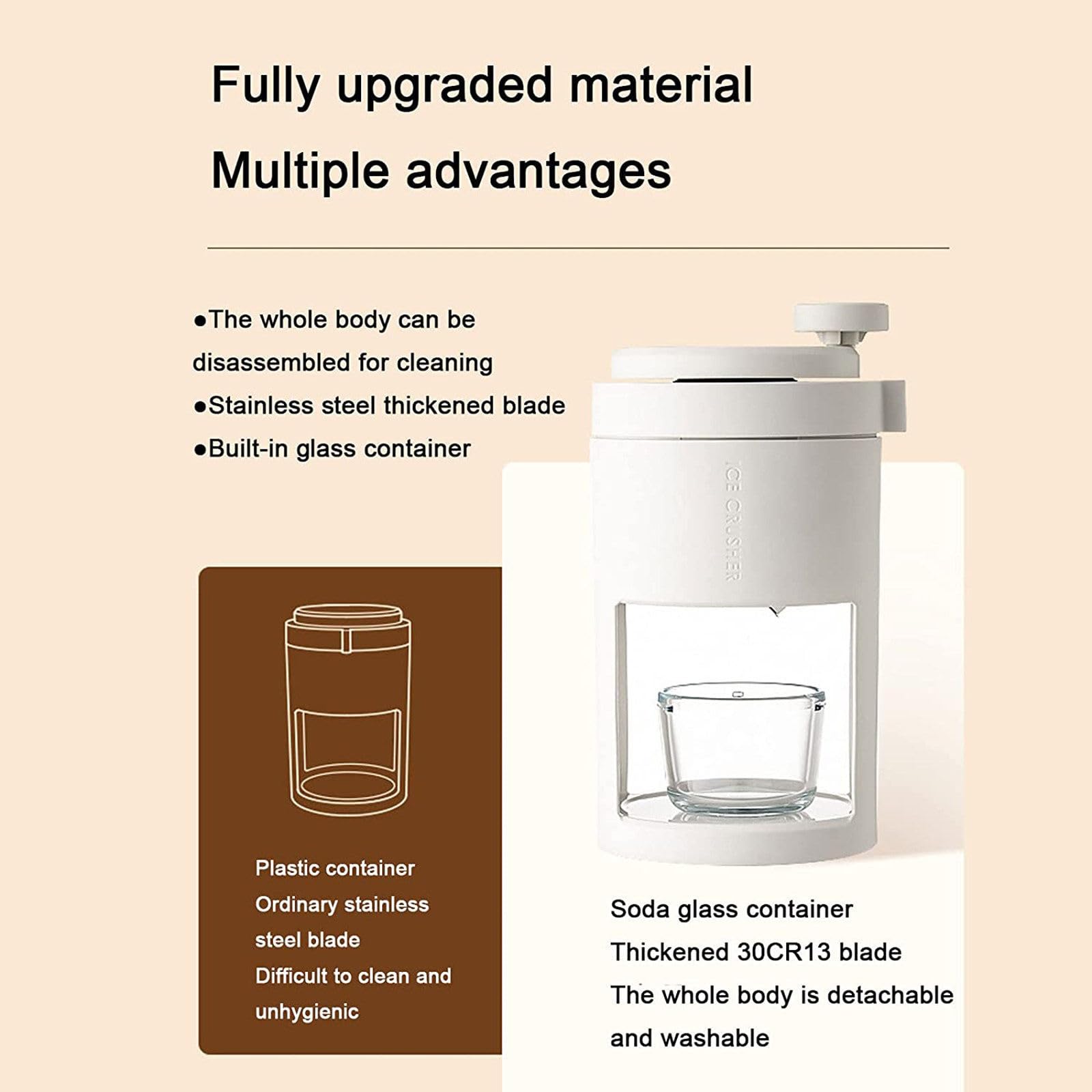 Máquina de hielo afeitado portátil, trituradora de hielo manual para cocina doméstica, máquina de hielo multifuncional