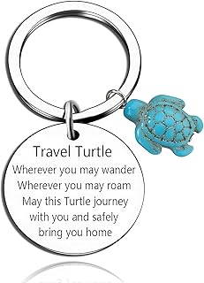 VNDKGN Turtle Keyring,Stainless Steel Travel Gifts for Someone Going Travelling,Driving Cute Good Luck Keychain Safe Cruise Accessories for Family Friends Colleague Women Men Holiday Graduation Gift