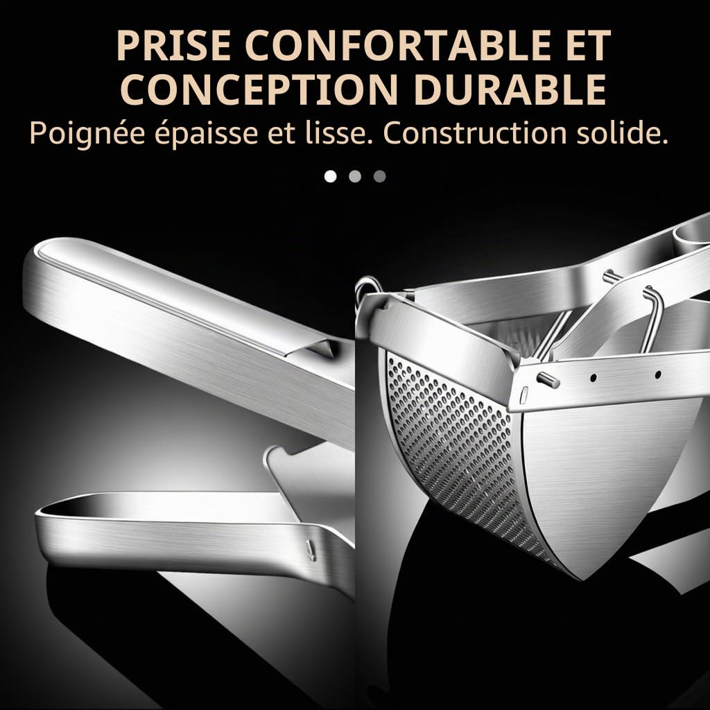 Presse-purée professionnel inoxydable avec grattoir à pâte, lave-vaisselle