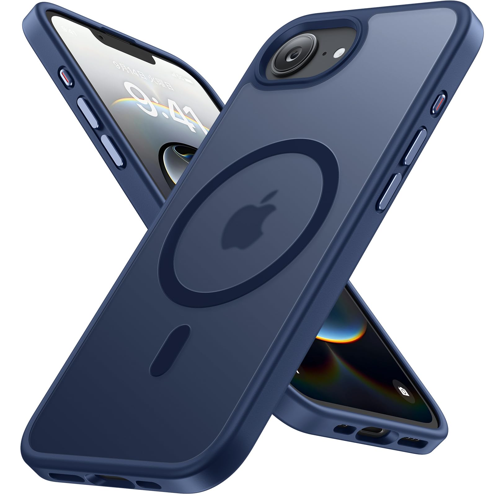 Miracase iPhone 17E/16E ケース【MIL米軍規格】耐衝撃 傷防止 指紋防止 黄ばみ防止 25W急速充電対応 半透明 绀色