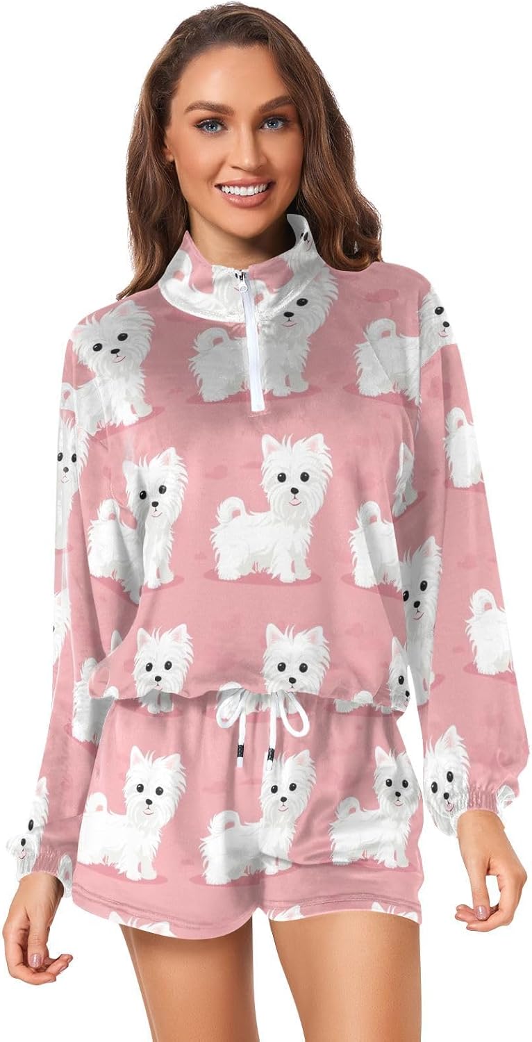 Cartoon Puppy Athletic Sweatsuits matching short set