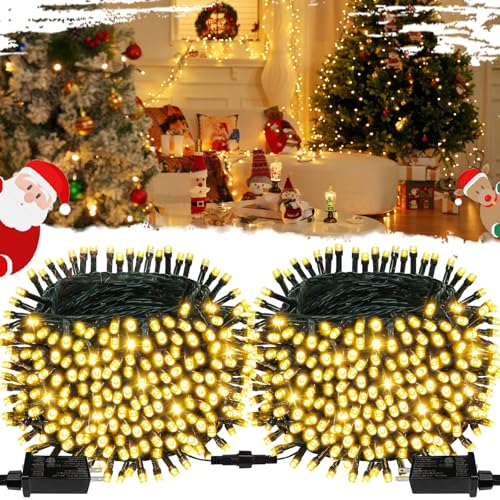 2-Pack Connectable 164FT 400LED Christmas Lights Outdoor Waterproof, Christmas String