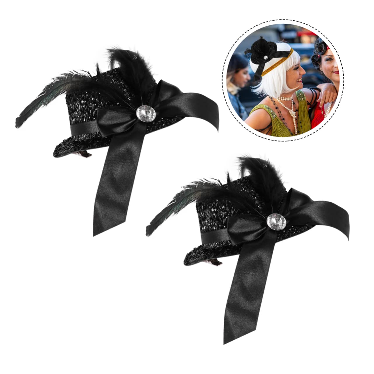 MAGICLULU 6 Piezas sombrero horquilla pinzas de cabello sombreros de la hora del té hair clips horquillas moño pasadores de pelo pasador de pelo pasadores de diseño chic horquilla billycock