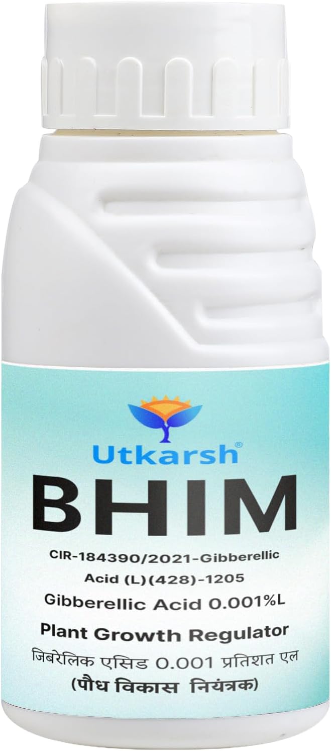 Utkarsh Bhim - Gibberellic Acid 0.001% L, Plant Growth Regulator for Stem Growth, Germination & Flowering, Improves Fruit Set & Quality and Reduces Flower/Fruit Drop | 250 ml; Pack of 1
