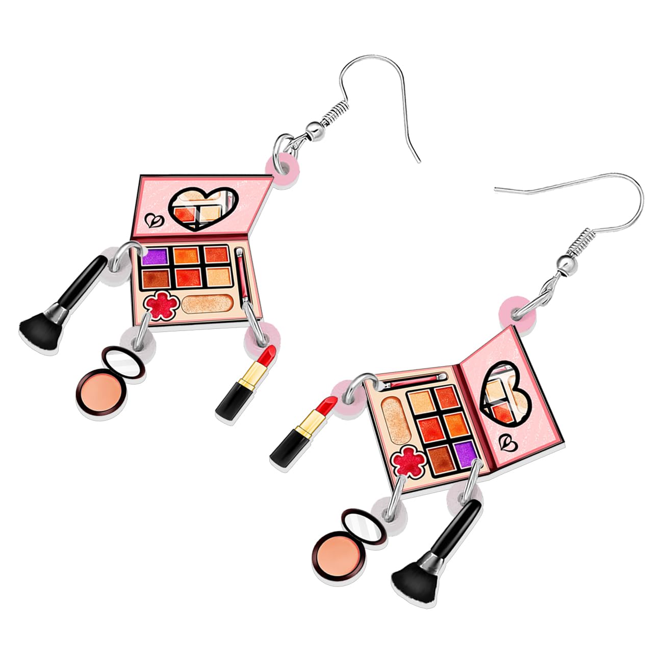 DALANE Valentines Day Makeup Dangle Earrings Gifts for Women Girls Acrylic Cute Creative Cosmetic Hypoallergenic Beauticians Jewellery for Her Decor (Eye shadow box A) - Image 3