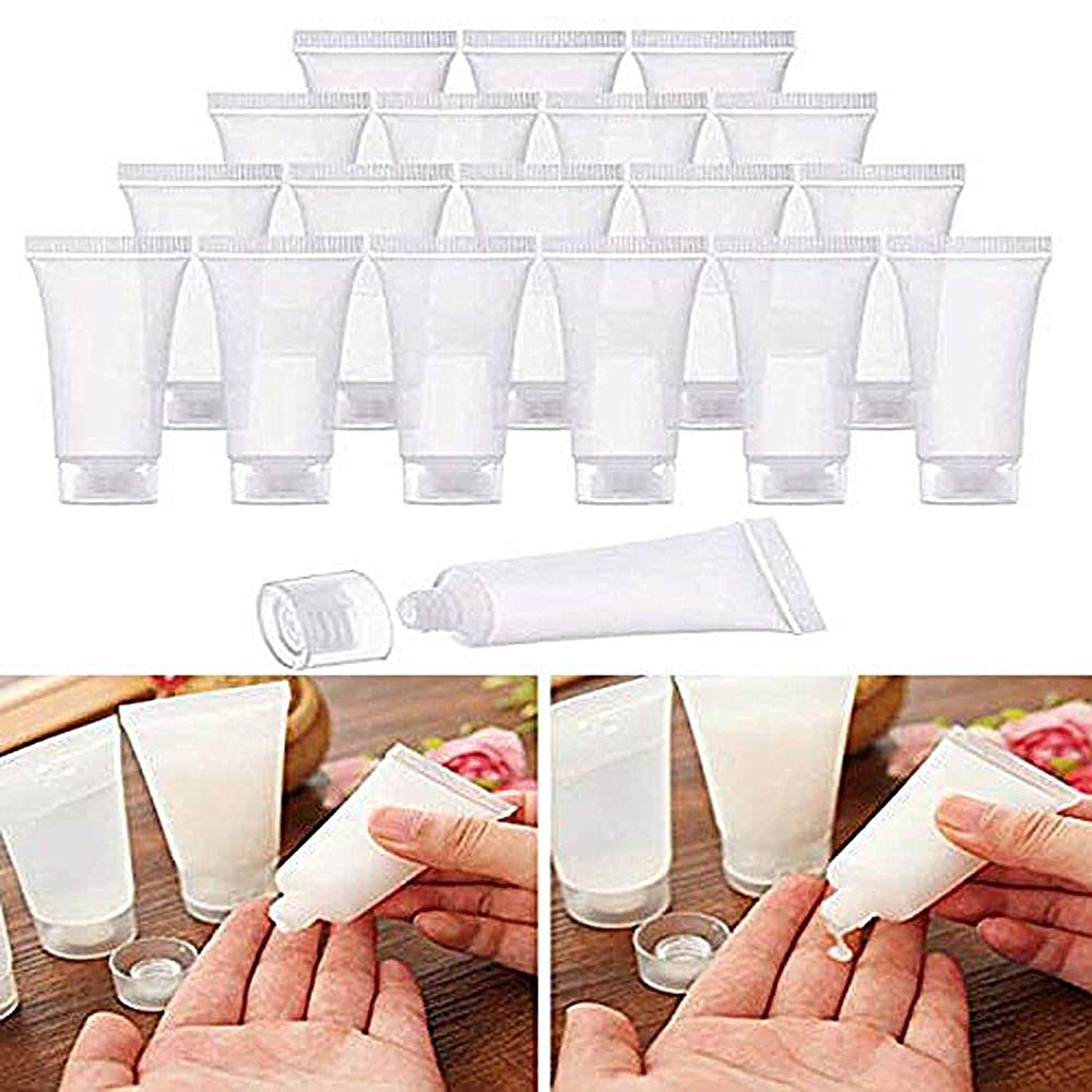 DIY DIYC-15881 Crafts Transparent Soft Flip Plastic Empty Tube 5 Pieces 10 ml Empty Tubes Clear Cosmetic Containers Refillable Plastic Tubes (Pack of 1 Pc, Refillable Plastic Tubes)-image-1