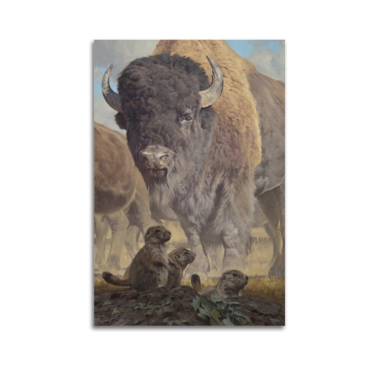 ZSZWHJ Animal Poster Cows And Groundhogs of The Prairie Poster Decorative Painting Canvas Wall Posters And Art Picture Print Modern Family Bedroom Decor Posters 20x30inch(50x75cm)