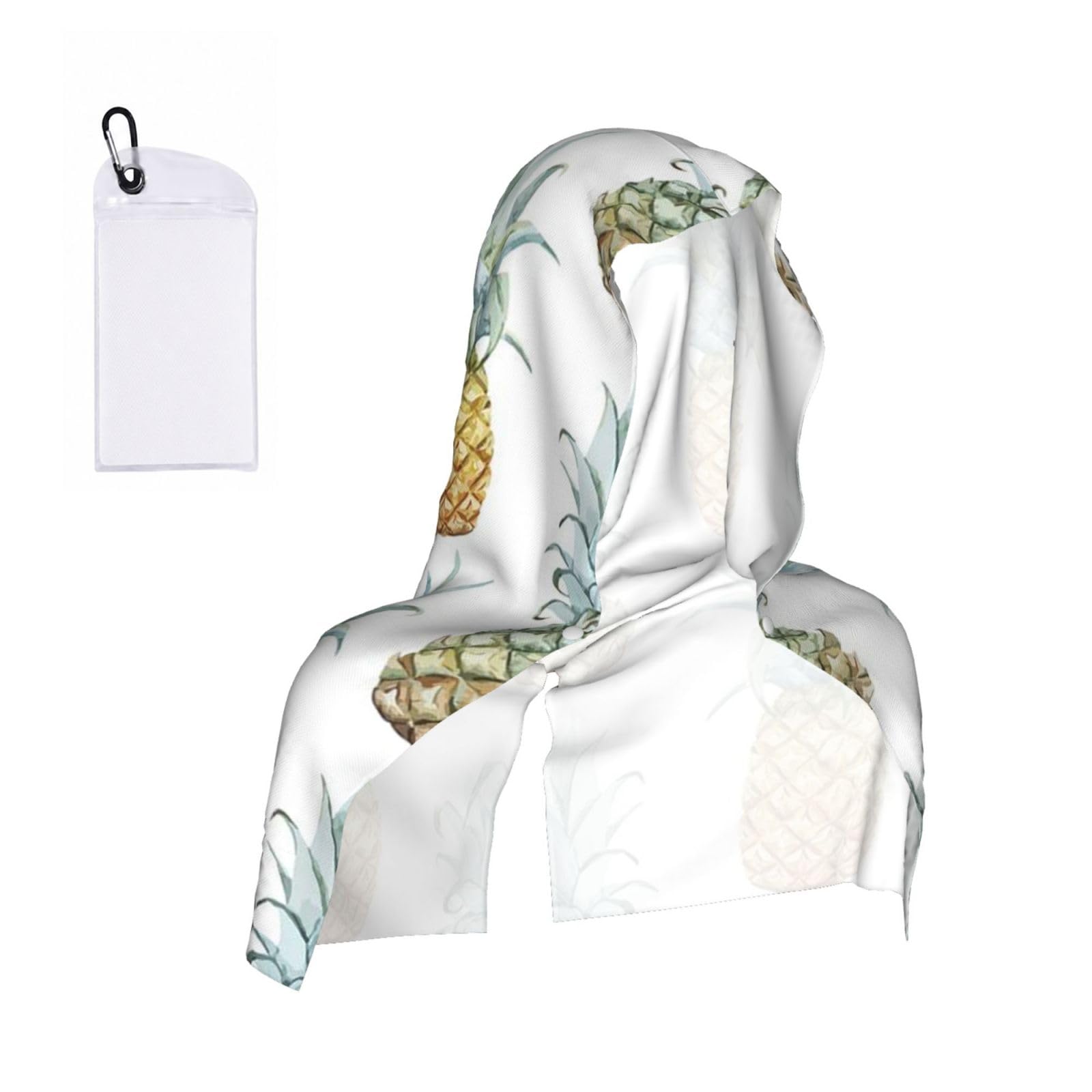 EZDLOWVBA Fashion Pineapples Print 2 Pack Cooling Hoodie Towels,Sports Headscarf, Neck Wrap Scarf,Breathable Cooling Towel For Neck And Face, Travel, Swimming, Training