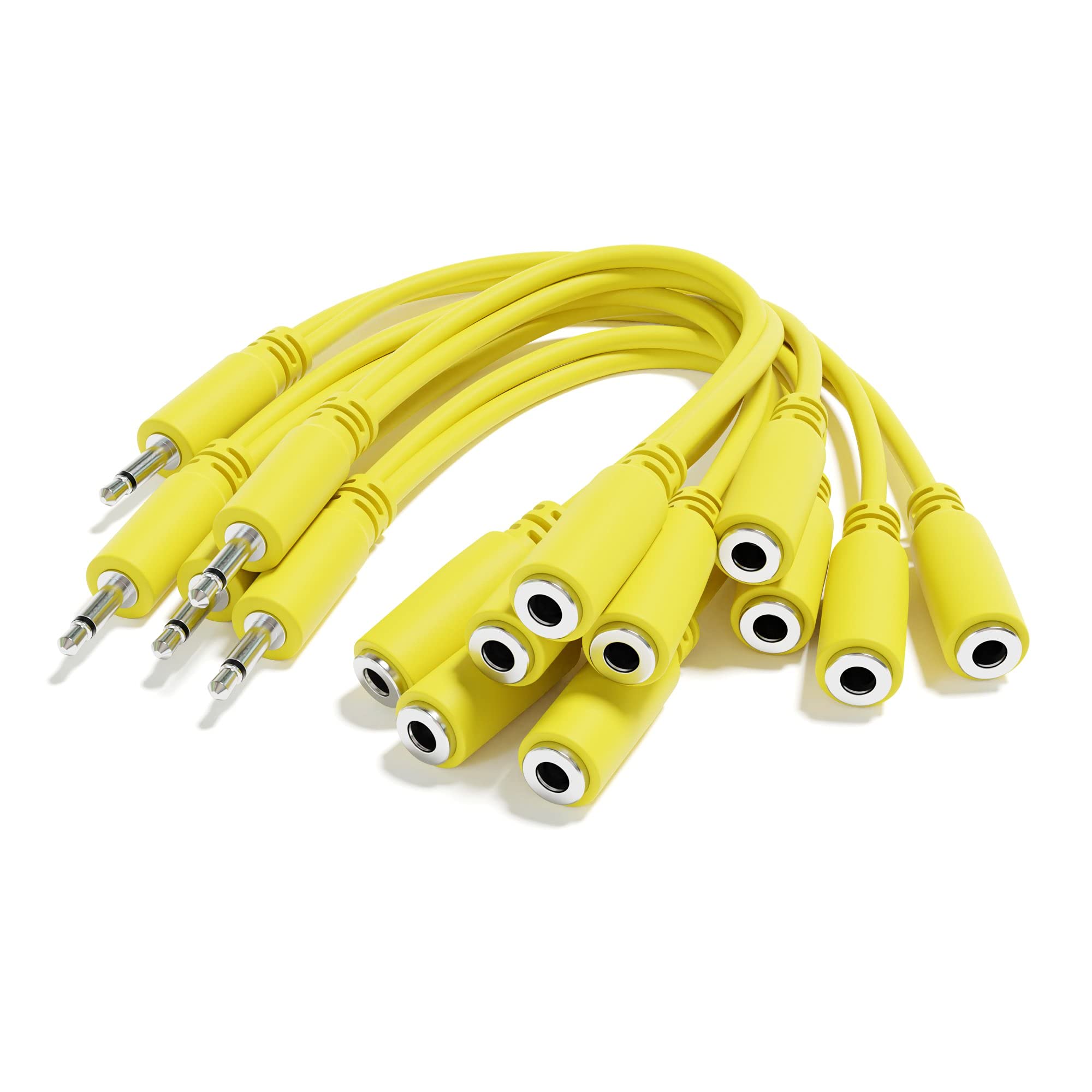 ExcelValley5-Pack - Mono Splitter Y Patch Cables - TS 3.5mm 1/8" Eurorack Synth Synthesizer [Yellow]