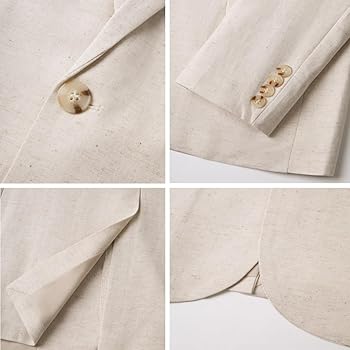 WZIKAI Men's Casual Linen Blazer Slim Fit Two Button