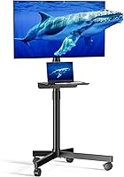 Xyndyx Mobile TV Cart for 23-60 Inch TVs - Height Adjustable Rolling Stand with Shelf, Locking Wheels, 88 lbs, VESA 400x400 Black