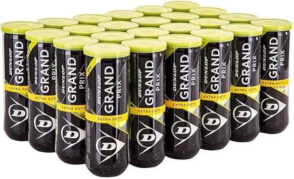 DUNLOP Grand Prix Extra Duty Hard Court Tennis Balls - 3 Ball Can (6 Cans 1/4 Case)