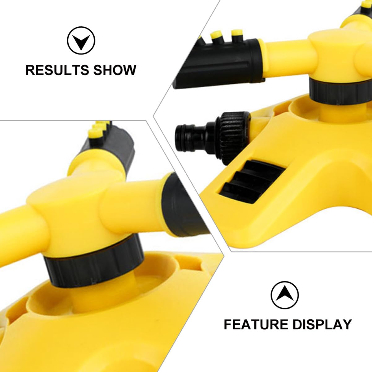 Hemobllo Système D'irrigation de Jardin 2 Pièces Arroseur Rotatif Automatique 360° pour Pelouse et Potager Couverture Large Jaune