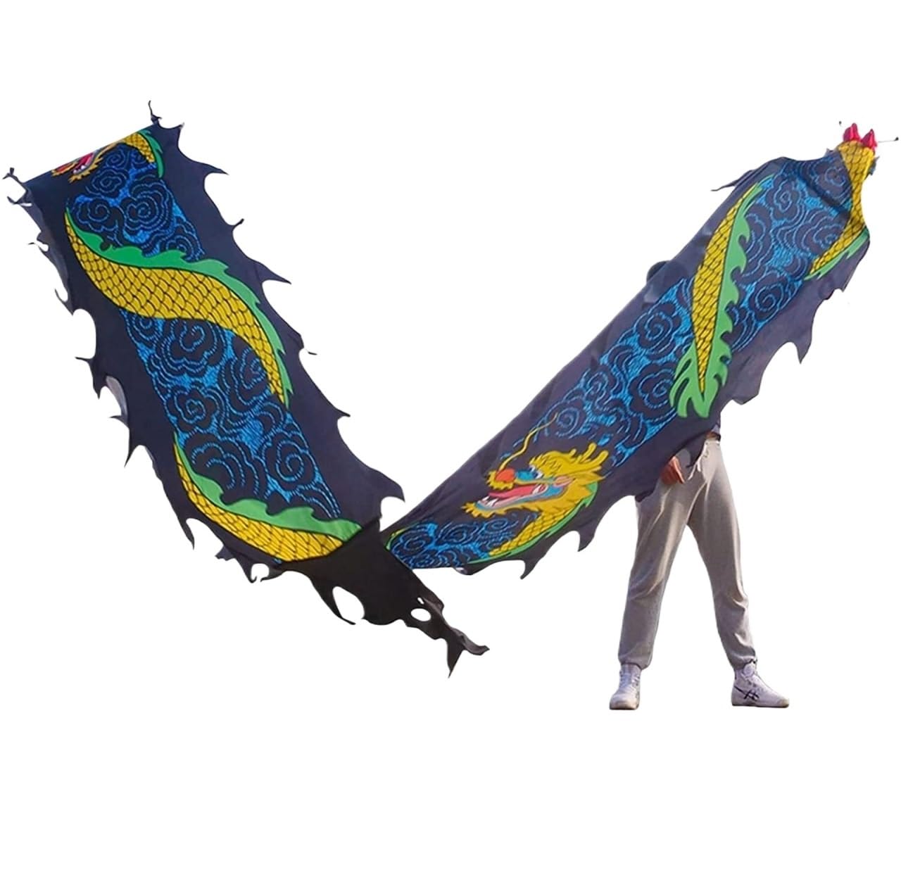 Drago Cinese per Feste Seta del Drago Colorato 3D Che Gira Fluidamente Scuotendo La della Danza for Suonare Il Nastro da Ballo Feste Cinesi in Italia(Black)