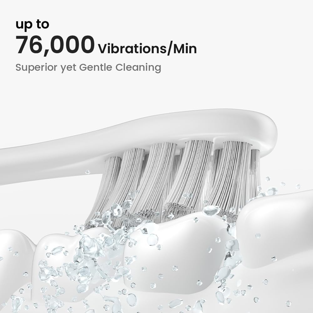 Oclean Brosse à dents électrique pour adultes, brosse à dents Sonic Soft Gum Care avec 6 têtes de brosse et étui de transport, autonomie de 240 jours, rechargeable par USB C, rose