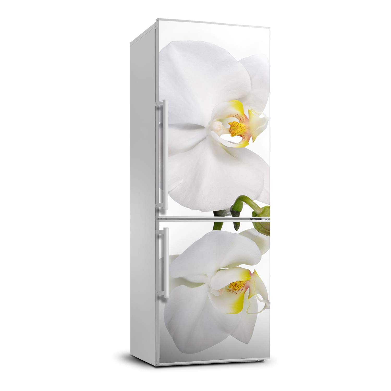 Película autoadhesiva para nevera 60x180 cm que oculta imperfecciones con orquídeas blancas