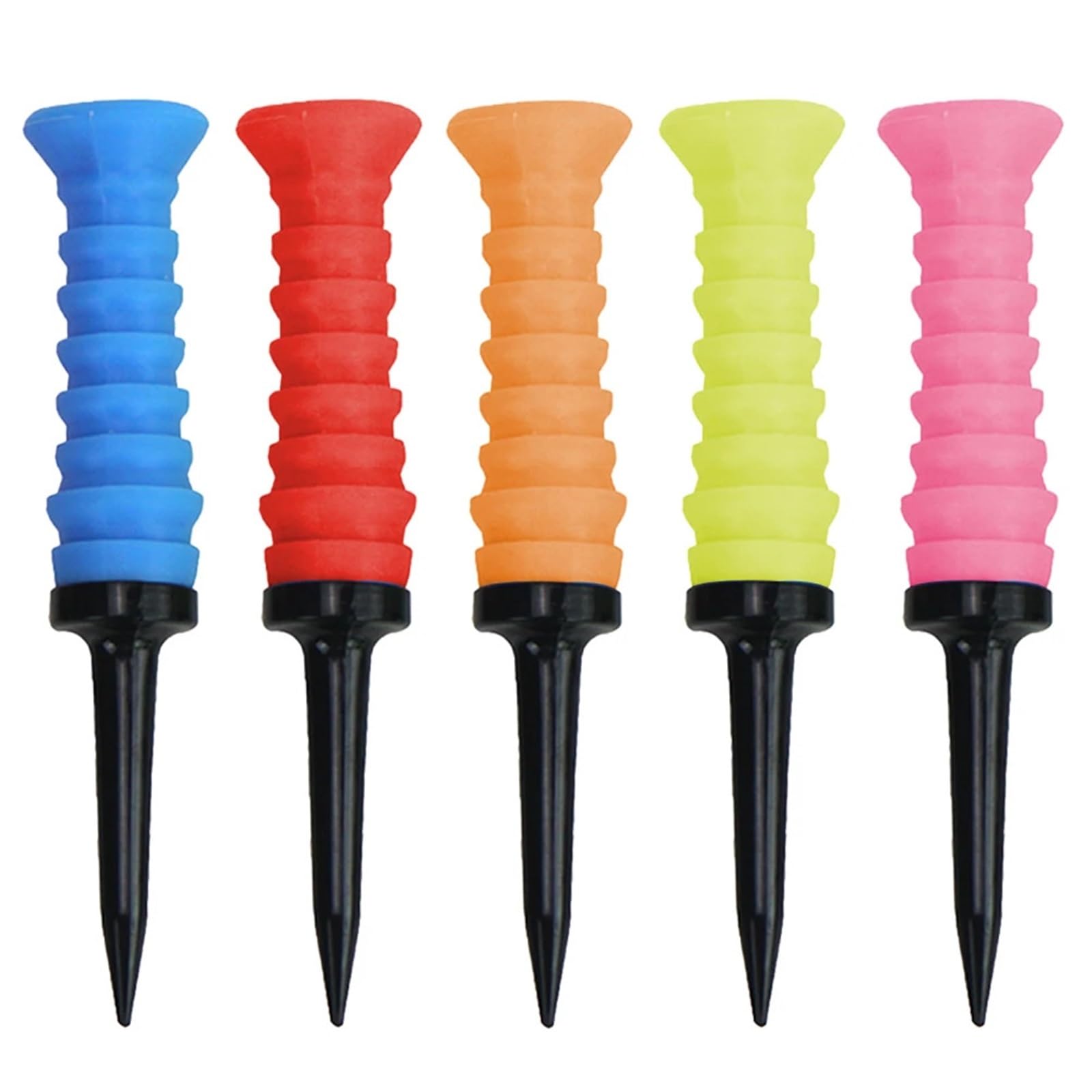 Premium-Golf-Tees, Golf Elastic Tees, Mehrfarbig, 83,0 mm, Übungs-Silikon, PC-Zubehör, 5 Stück