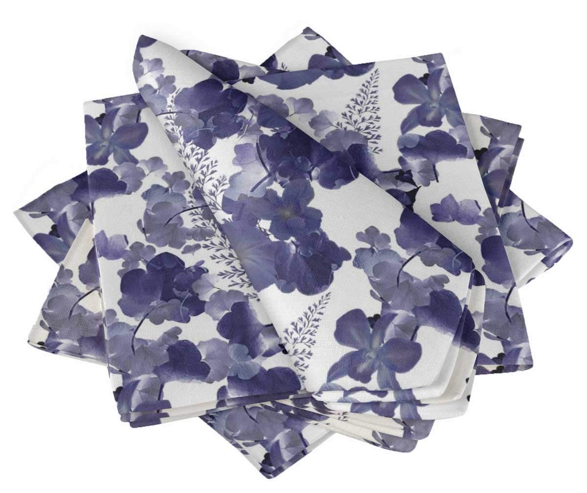 Serviette de table en lin haut de gamme s4sassy bleu motif floral 20x20