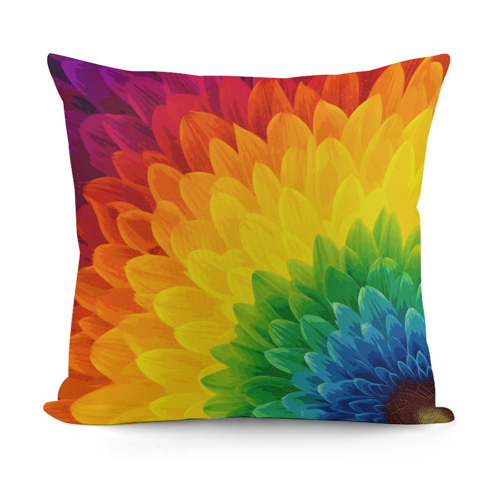Adfgyerh Style Sunflower Rainbow Decorative Pillow Covers, Throw Pillow Covers Soft For All Seasons, Pillowcases For Couch Living Room Sofa Bedroom 18X18 Inch