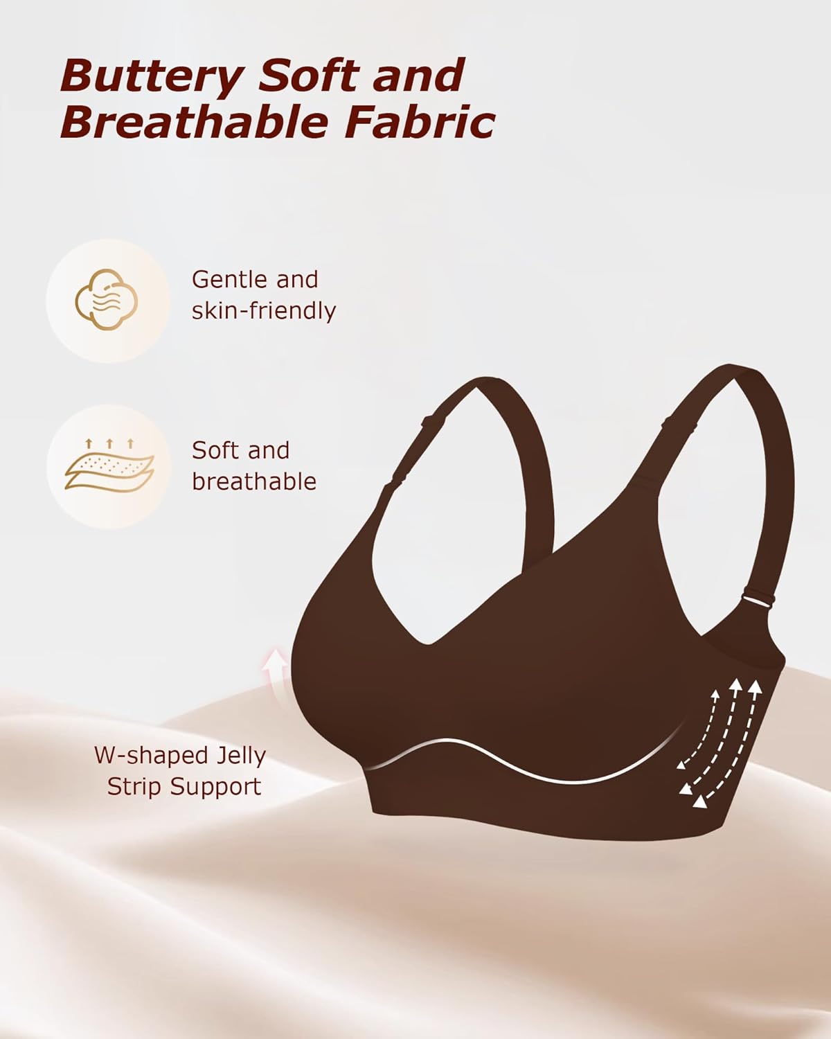 Wireless Comfortable Bra Seamless No Underwire Bras Full Coverage Push Up Women Wirefree Bras with Support - Image 4