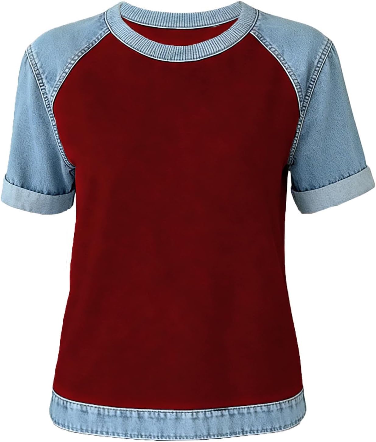 Womens Tops Short Sleeve Patchwork Color Block Shirts Loose Fit Trendy Summer Outfits Dressy Casual Spring Clothes
