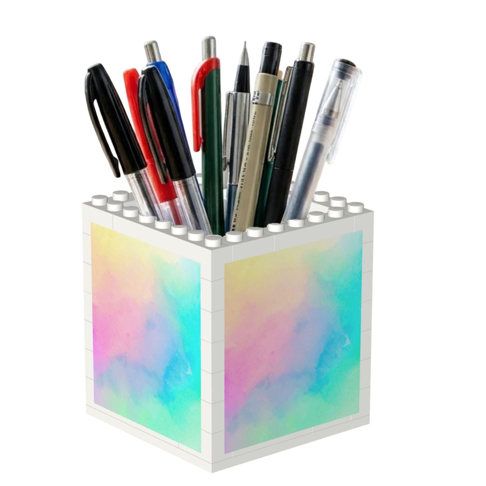 Poadnly Colorful Pastel Drawing Paper Rainbow, Pen Pot Pencil Holder for Office Home School, Compact Desk Organiser for Office Stationery