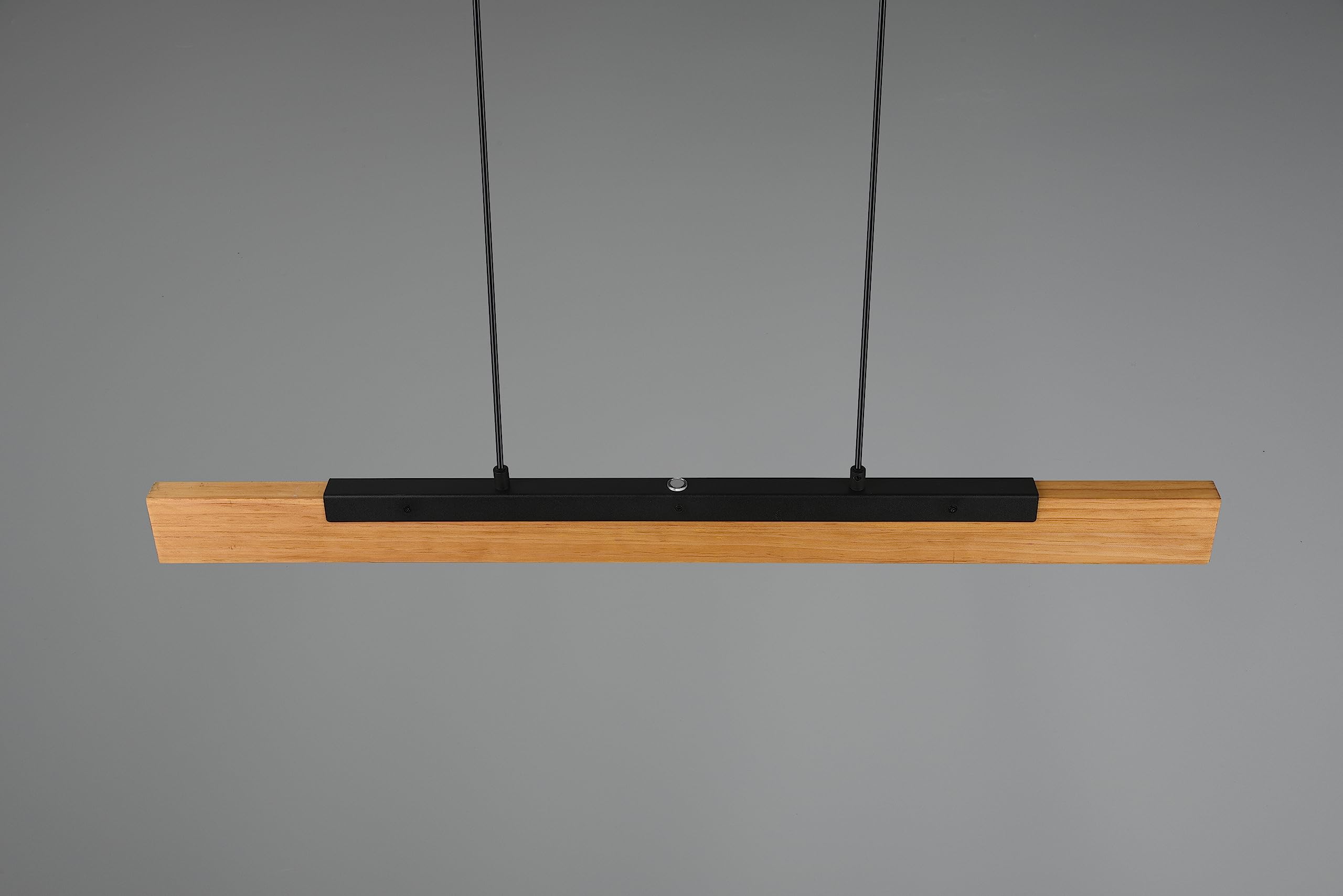 Trio Leuchten LED Pendelleuchte Kerala 341610132, Metall Schwarz matt, Holz naturbelassen, inkl. 25 Watt LED, Switch Dimmer