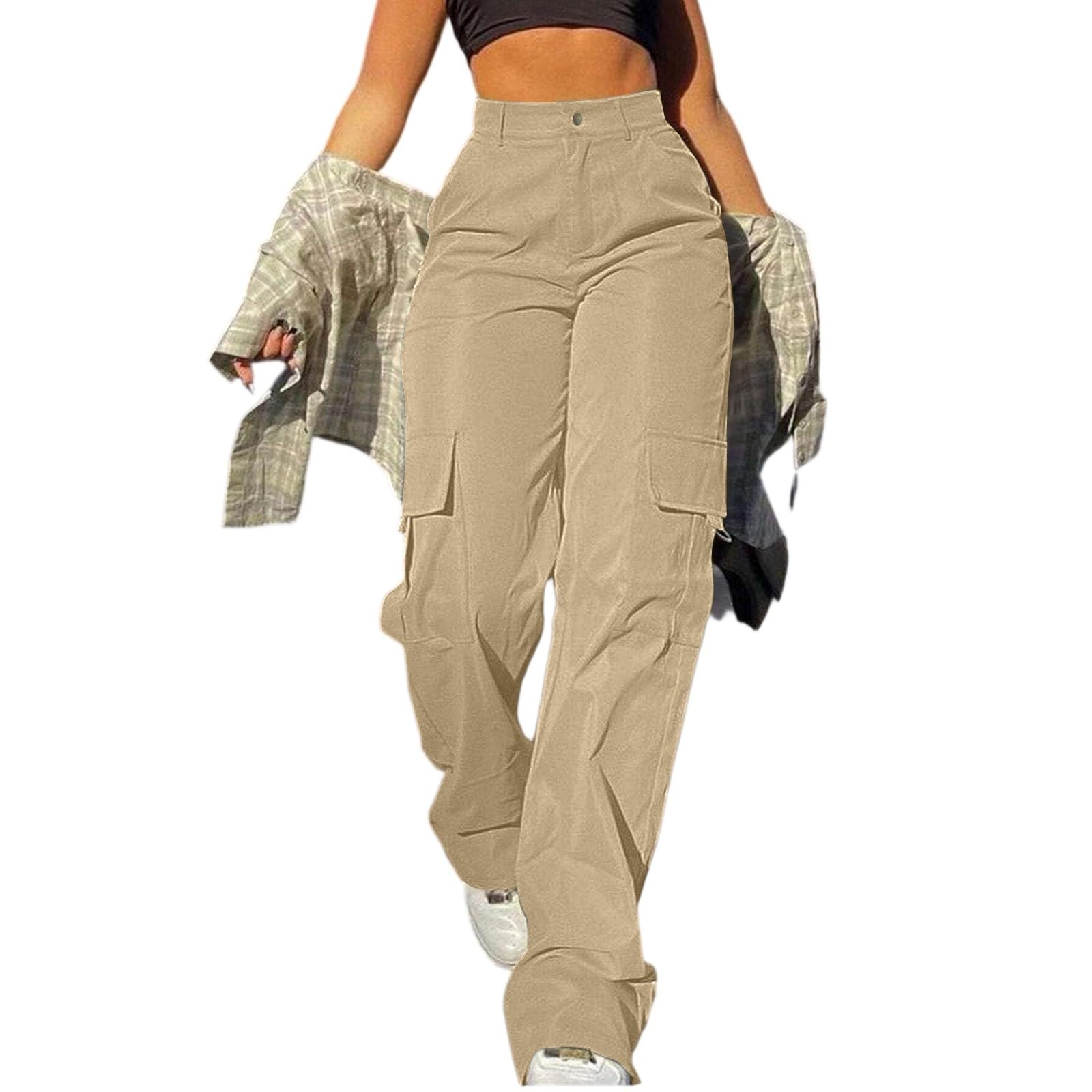 GOFULY Womens Cargo Pants Hiking Casual Quick Dry High Waistd Pants with 4 Pockets Streetwear Fall Stretch Solid
