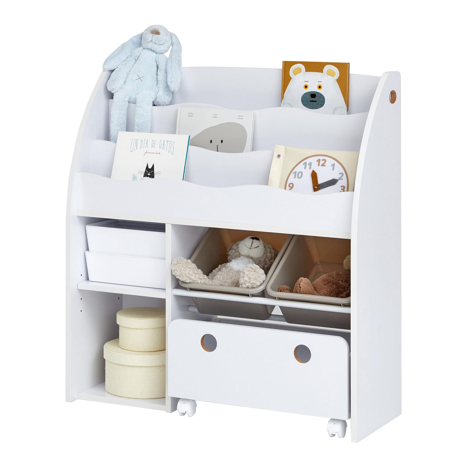 Amazon | LOWYA ロウヤ 絵本棚 絵本ラック 子ども用本棚 キャスター  