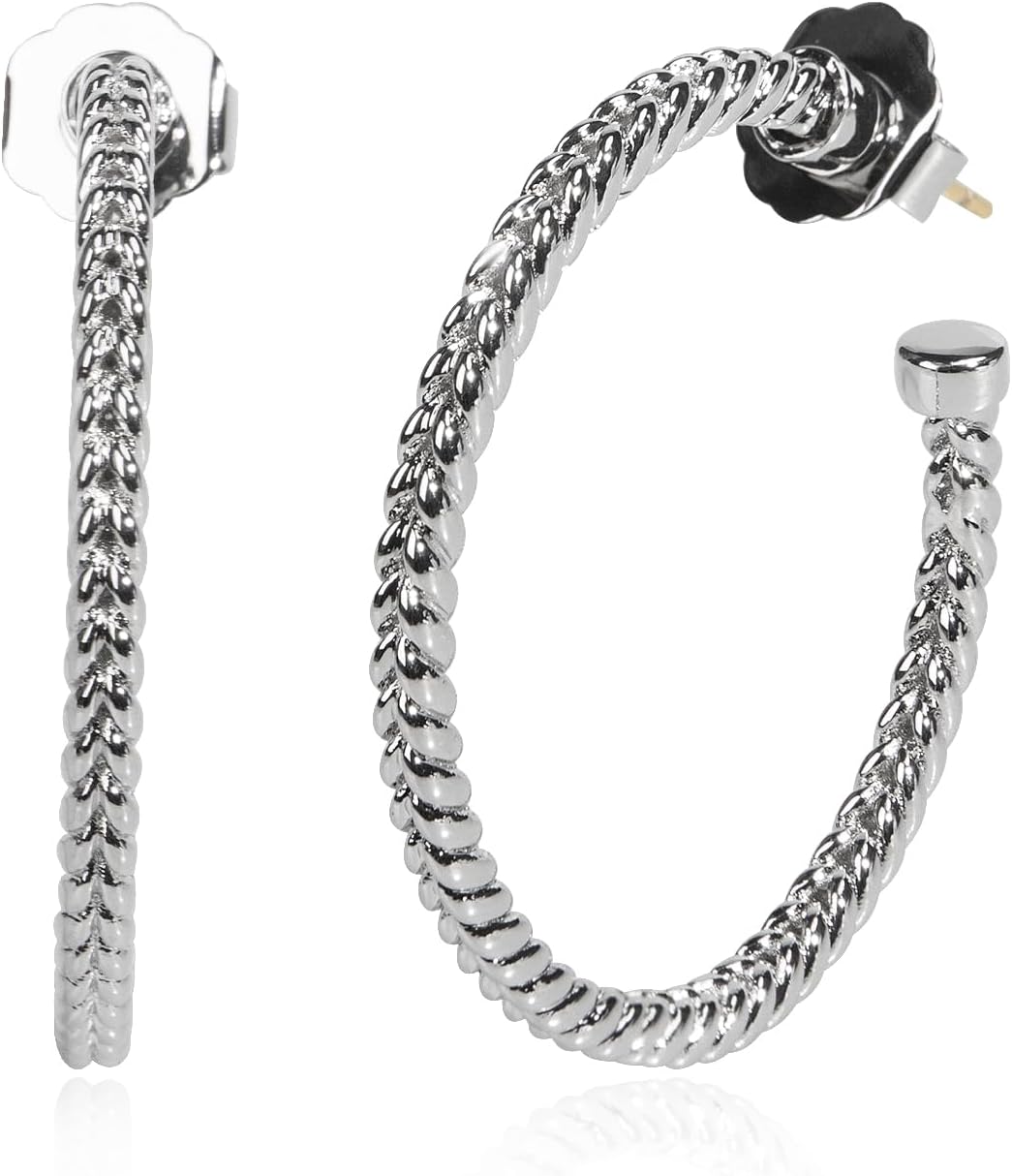 Designer Twisted Cable Wire Half Hoop Earrings 18K Gold Plated Two Toned Earrings Hoops for Women Gift