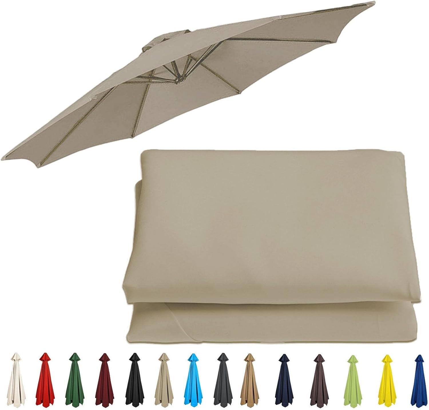 Telo Di Ricambio Per Ombrellone Da Giardino – 200/270/300 Cm, Poliestere 180g, UV50+, Impermeabile, Vari Colori - 4