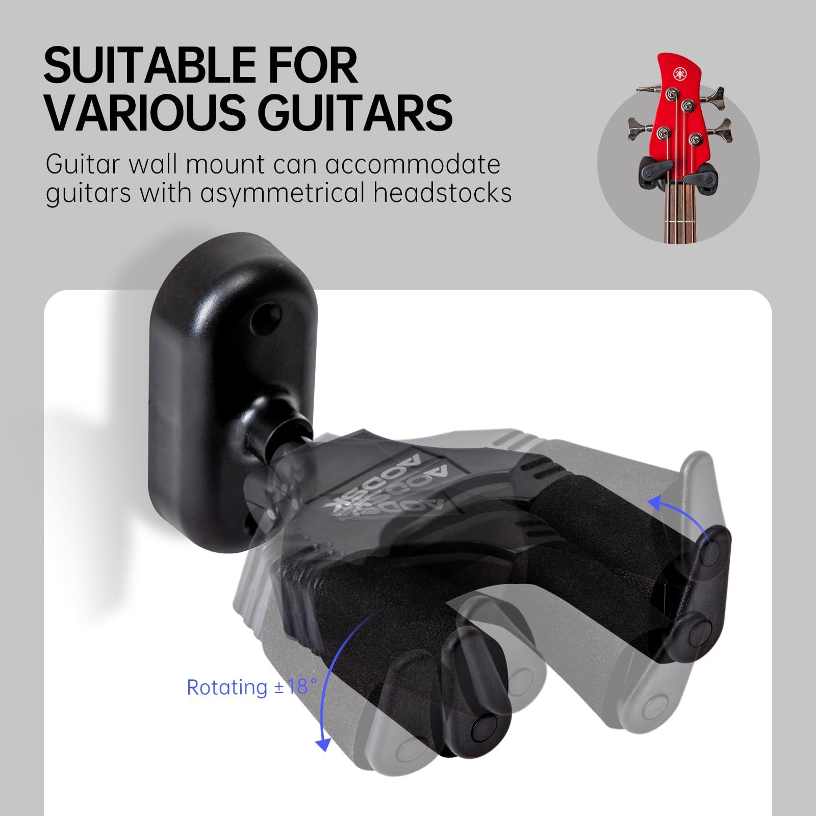 AODSK Soporte de pared para guitarra, paquete de 3