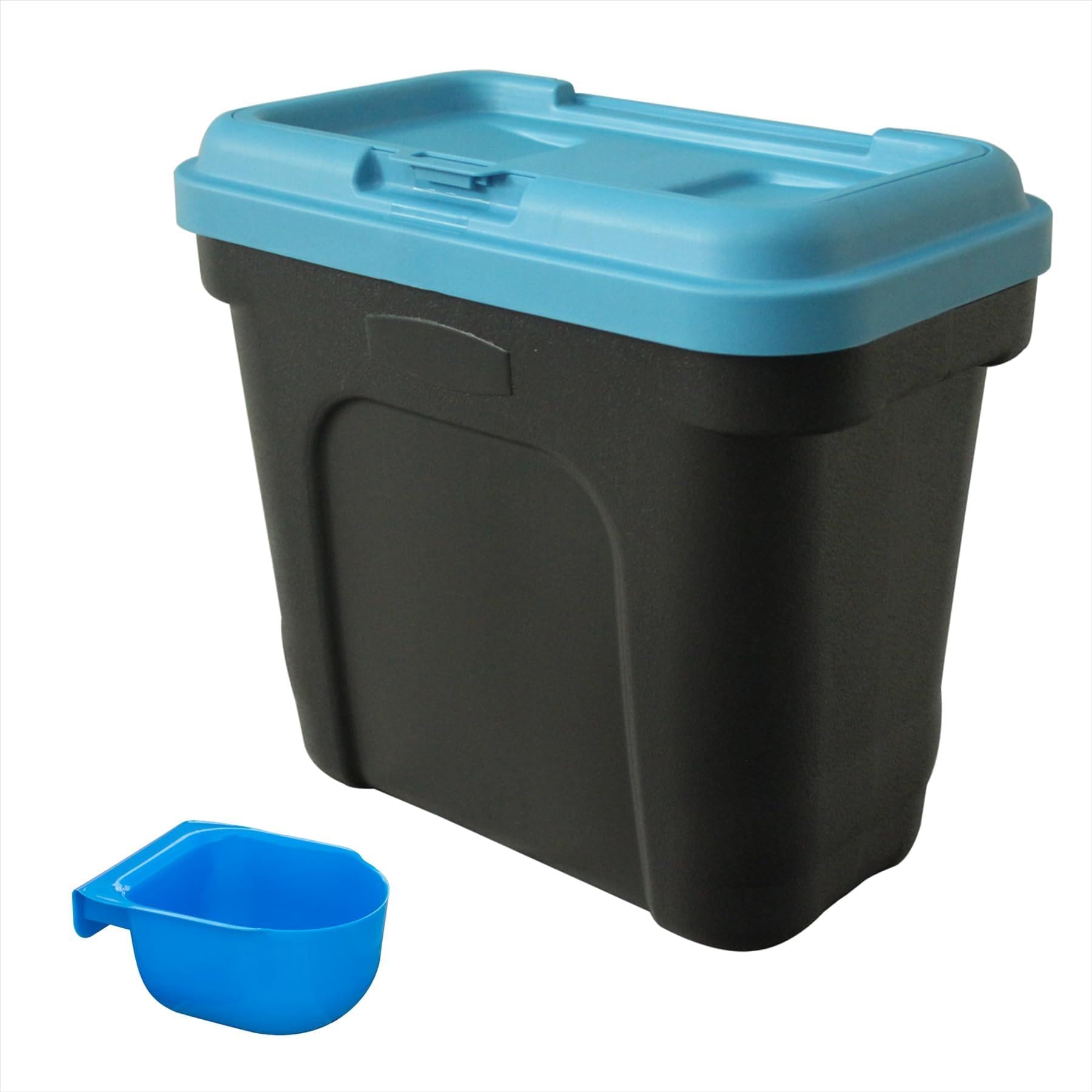 Kct Blue Dry Pet Food Storage Container With Integrated Scoop - Dog Cat Animal Feed Bin Box - 15 Litre/ 7Kg
