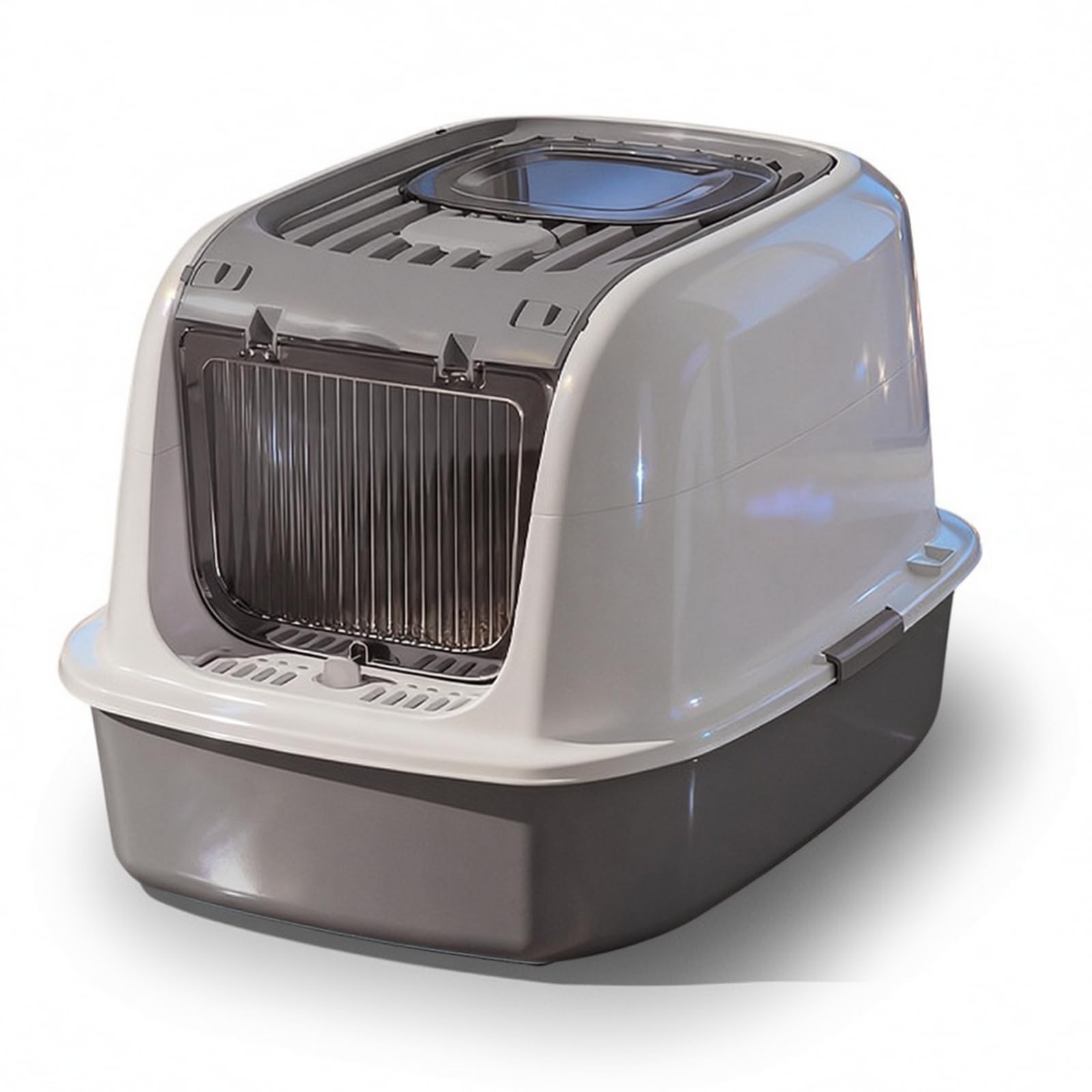 Caja de Arena Cerrada para Gatos Caja Higiénica Arenero Cubierto Contenedor de Residuos con Tapa Practicable y Borde Ancho PP y Interior Adecuada para Apartamentos y Estudios, Gris