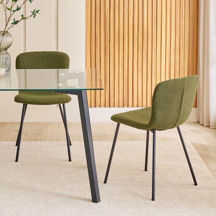 Image of Home Centre | Helios Paul Set of 4 Fabric Dining Chairs | Dining Chair for Home | Green | 1 Year Warranty
