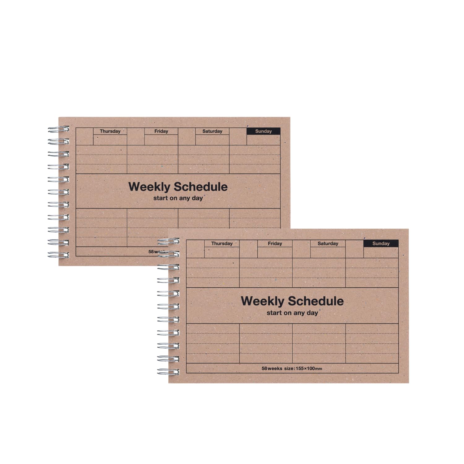 MARK'STYLE Agenda semanal sin fecha, A6, paquete de 2, planificador horizontal de bolsillo para 58 semanas con resumen mensual y lista de tareas para escritorio, oficina o estudio (manualidades)