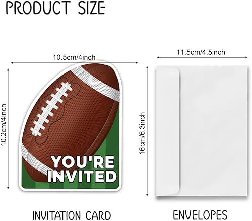 Miniatura 5 de Tarjetas de invitación de rugby, 20 invitaciones de rugby con sobres, invitaciones para amantes del rugby, suministros de fiesta de cumpleaños,