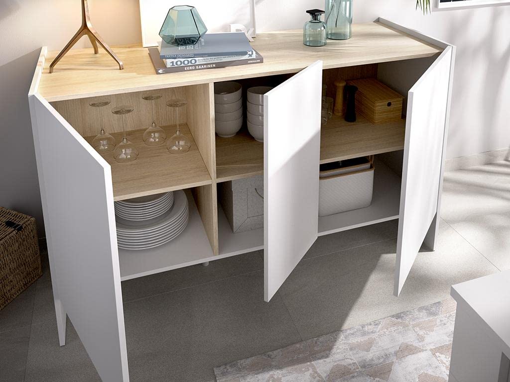 DEKIT GRUPO RIMOBEL KLOE - APARADOR DE 3 PUERTAS - 76x138x42 cm - BLANCO