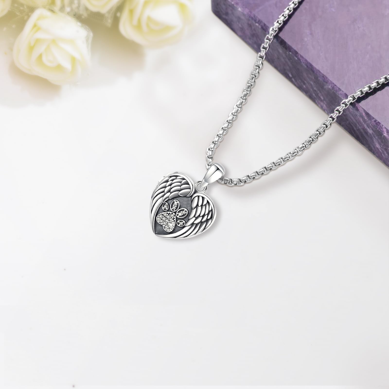 Eusense Collana con Medaglione in Argento Sterling per Foto, Collane Medaglioni, Ciondolo Foto con Albero, Foto Gioielli per Donne Ragazze