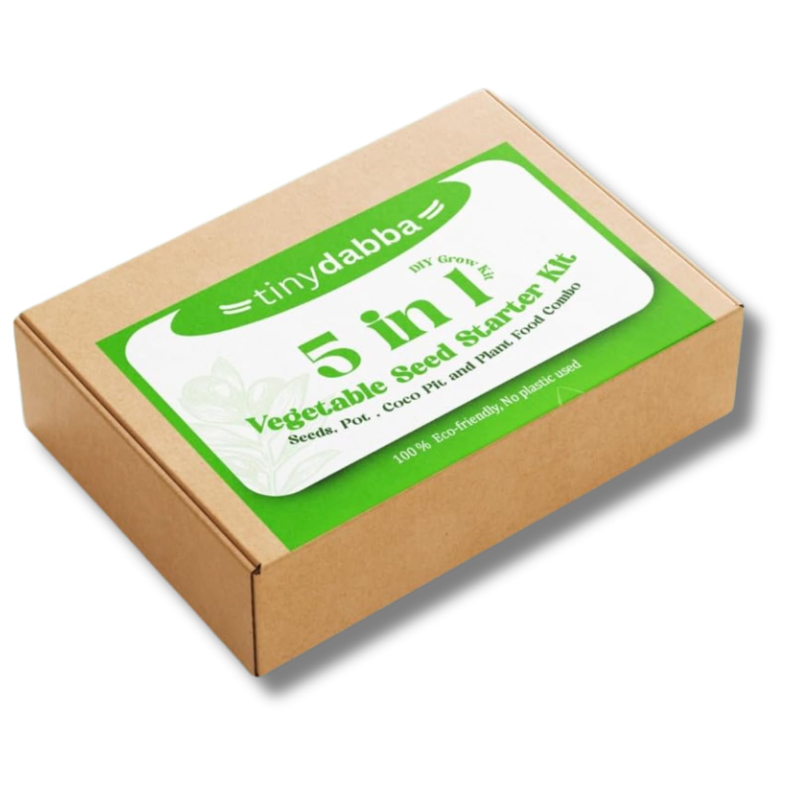 tinydabba 5-in-1 Vegetable Seed Starter Kit - Grow Your Own Kit | DIY | Coriander, Okra, Spinach, Cucumber, Red Amaranth | Eco-Friendly Garden Gift Set | Best for Birthday or Corporate Gifting