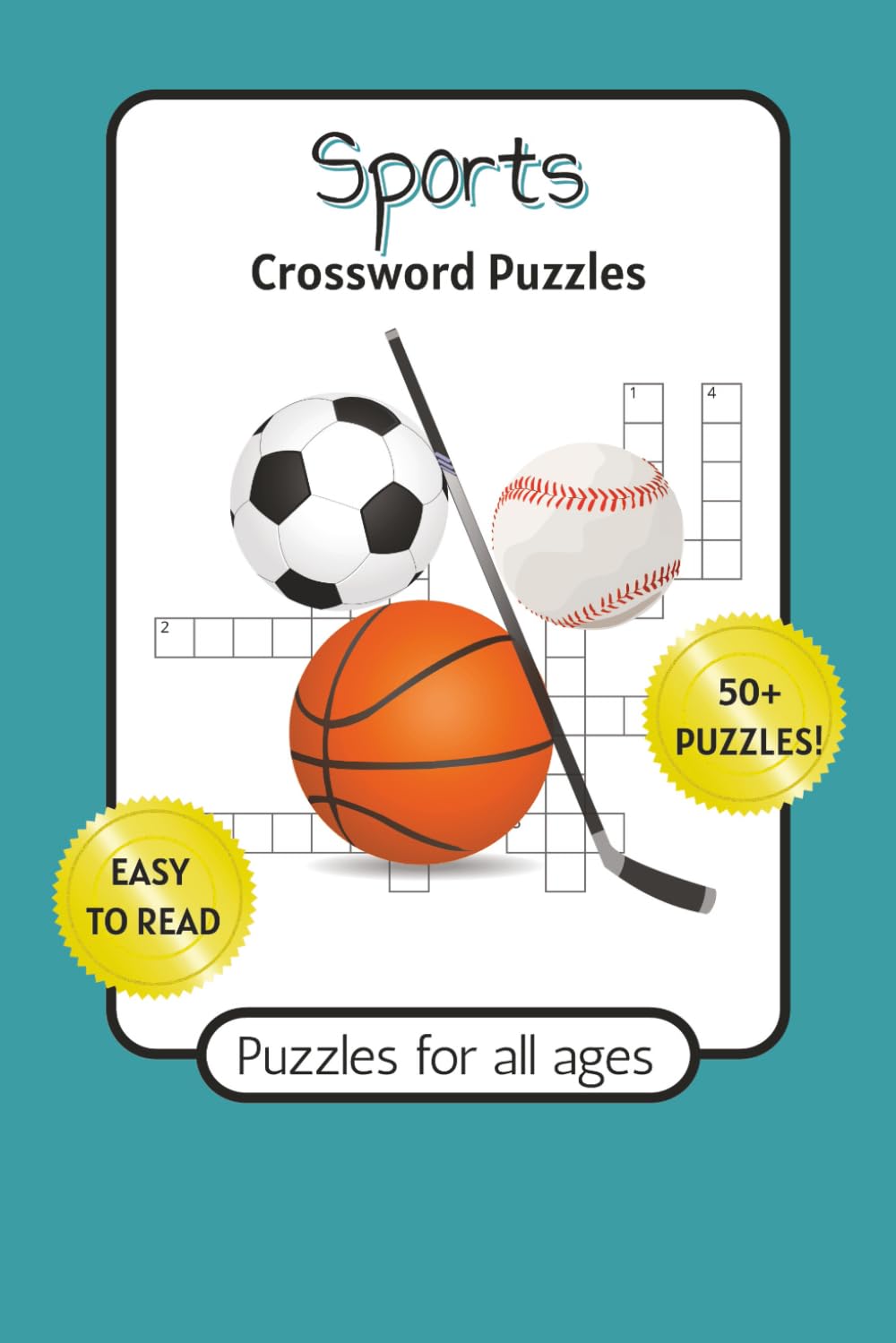 Sports Crossword Puzzles: Crossword Puzzles with Easy to Read Print about Sports, Soccer, Basketball and More | 6x9 inches, 120 pages | 50+ Puzzles ... Gift for Vacations, Holidays and Relaxation