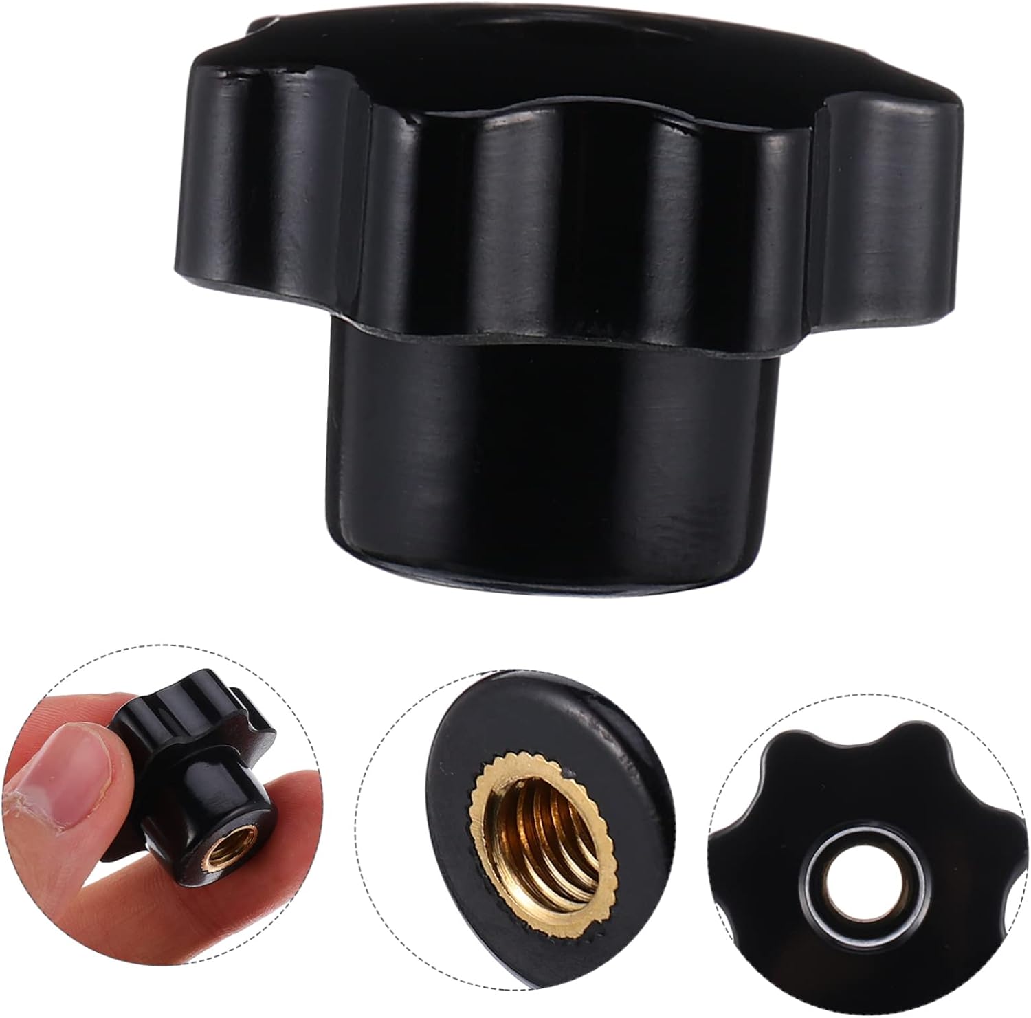 Kichvoe 12Pcs Star Knobs Assortment Plastic Threaded Hand Knobs with Knurled Clamping Nuts for Mechanical Equipment Instruments and Furniture Use